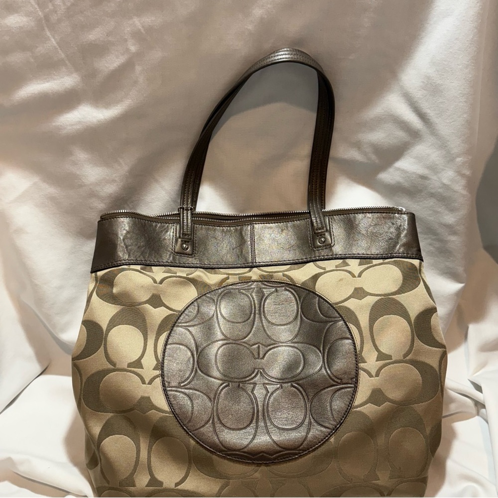 Coach Tan and Brown Signature Tote